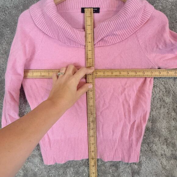 Valerie Stevens 2 Ply Cashmere Pink Sweater Turtleneck Off Shoulder Cowl Neck - Picture 5 of 5
